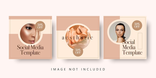 Trendy editable Instagram feed templates for fashion sale. Editable Post Template Social Media Banne