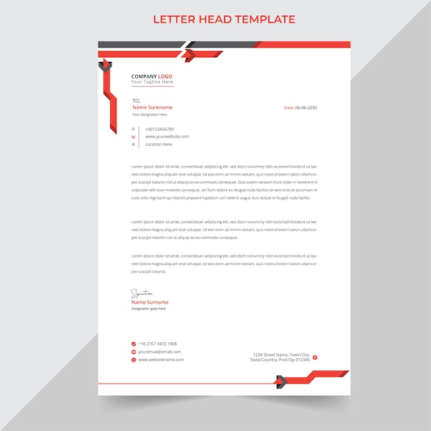 Trendy editable Modern corporate letterhead template Premium Vector