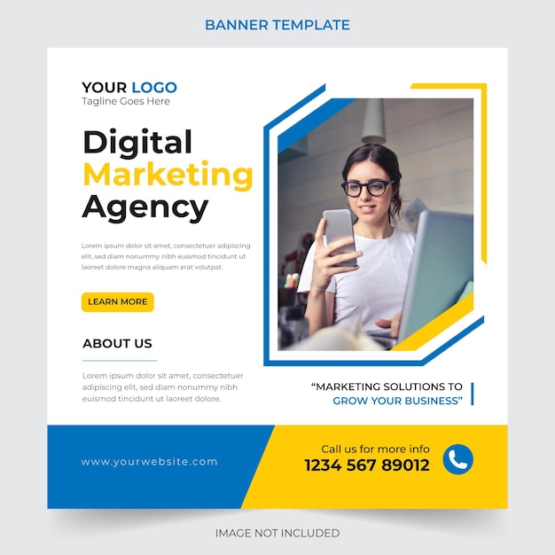 Trendy editable Professional digital business agency marketing social media post and banner template