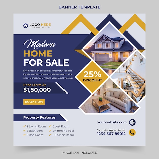 Trendy Editable Real estate social media or instagram post banner template