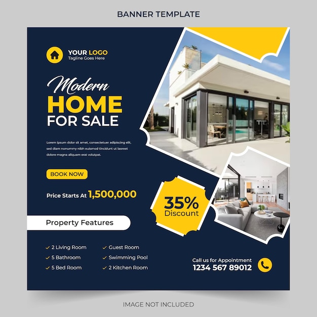 Trendy Editable Real estate social media or instagram post banner template