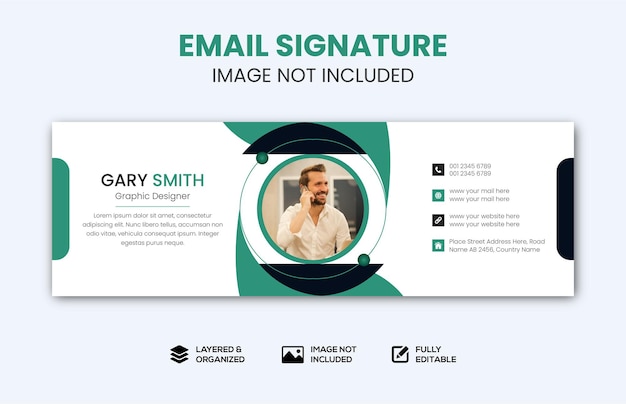 Trendy email signature template or email footer template Premium Vector