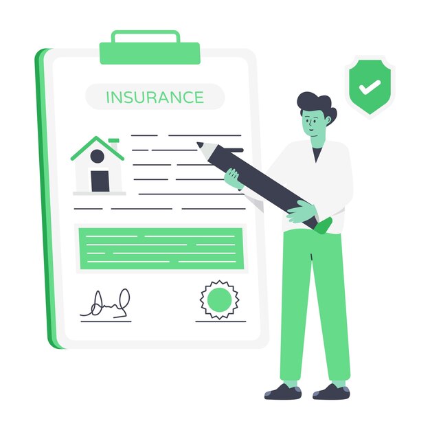 Vector trendy flat character illustration of property insurance