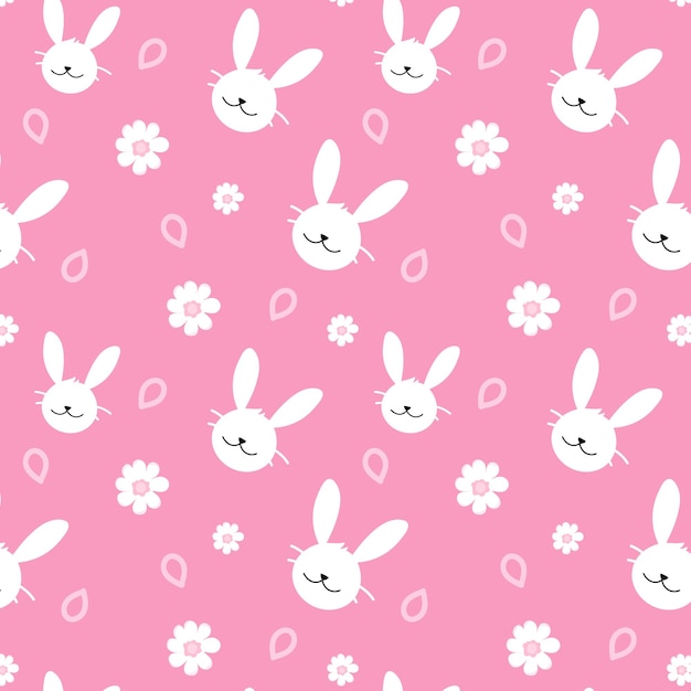 Trendy flat design of bunny pattern, vector art 