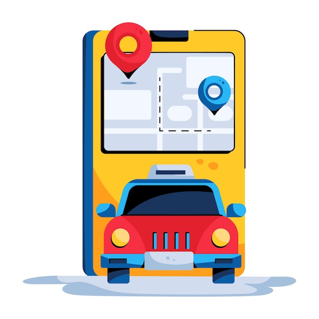 Trendy flat icon of digital map