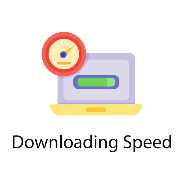 Trendy flat icon of downloading speed