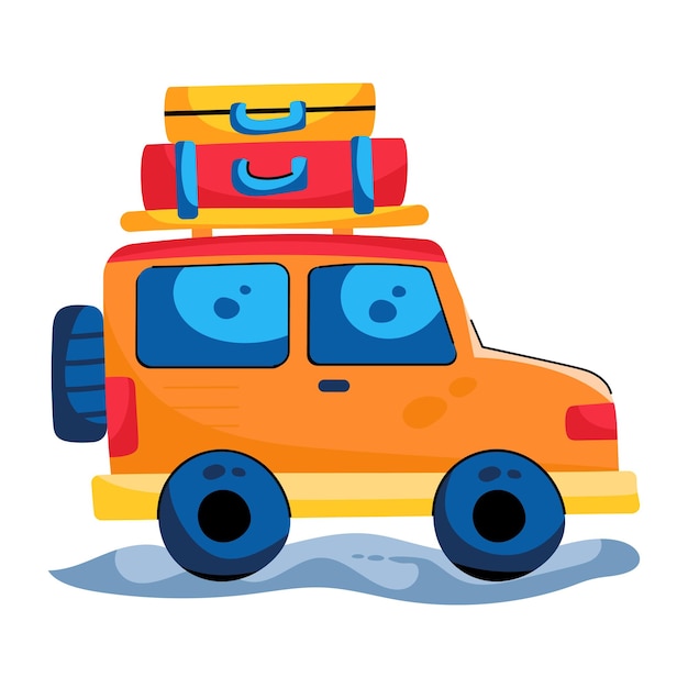 Trendy flat icon of road trip