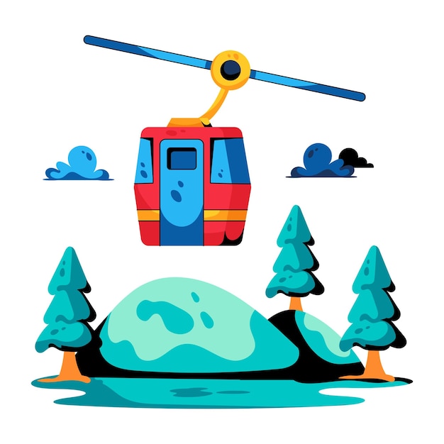 Trendy flat icon of ski lift