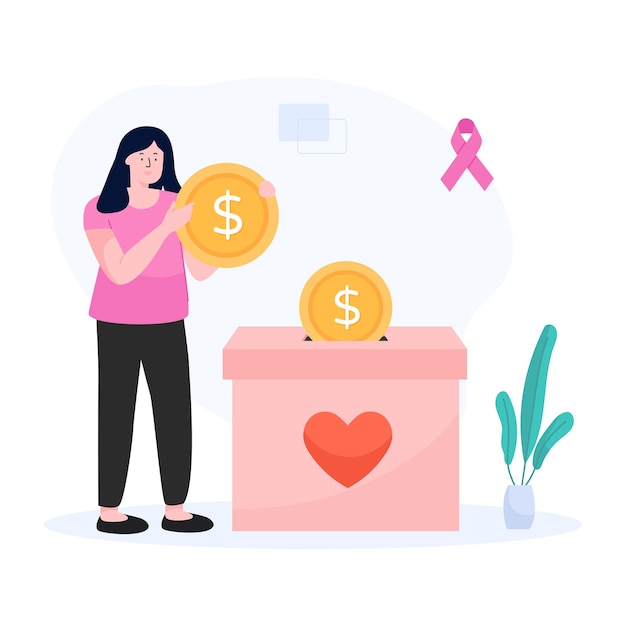 Trendy flat illustration of cancer funding