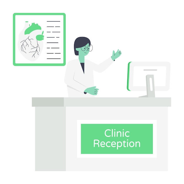 Trendy flat illustration of clinic reception