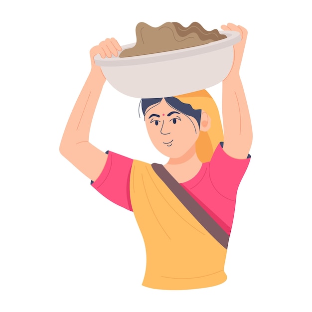 Trendy flat illustration of indian housewife