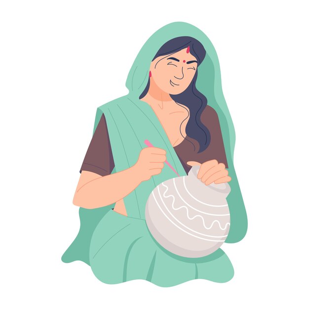 Trendy flat illustration of indian housewife