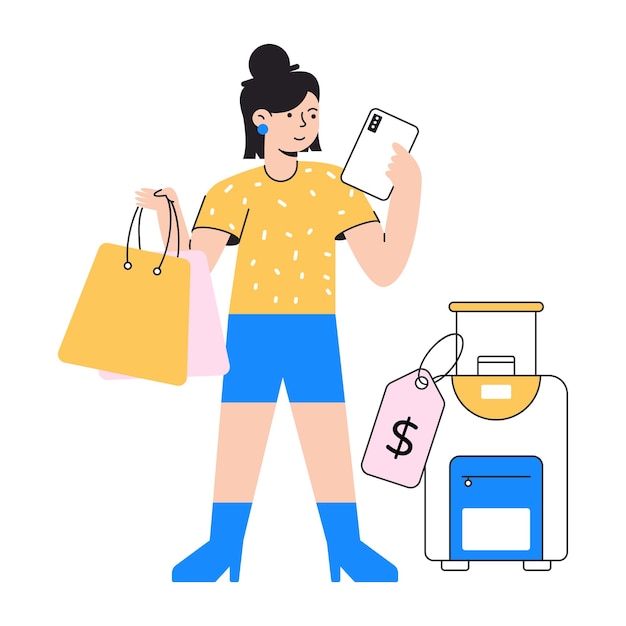 A trendy flat illustration of influencer marketing