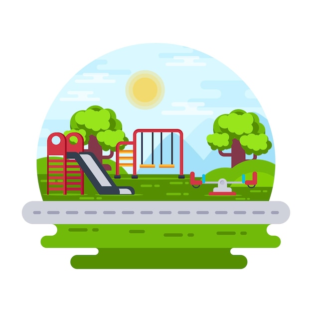 A trendy flat illustration of playground editable vector