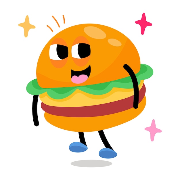 Trendy flat sticker design of burger