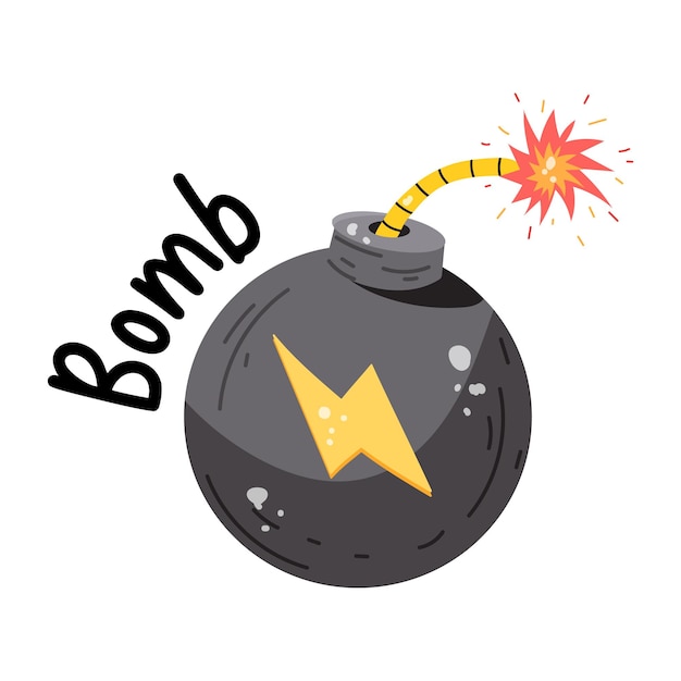 Vector trendy flat sticker icon of bomb