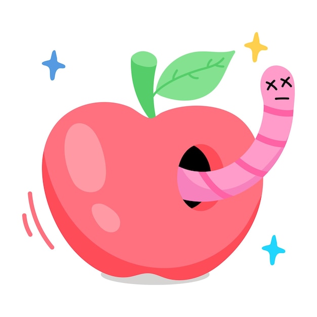 Trendy flat sticker icon of rotten apple