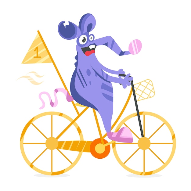 Trendy flat sticker of rat riding