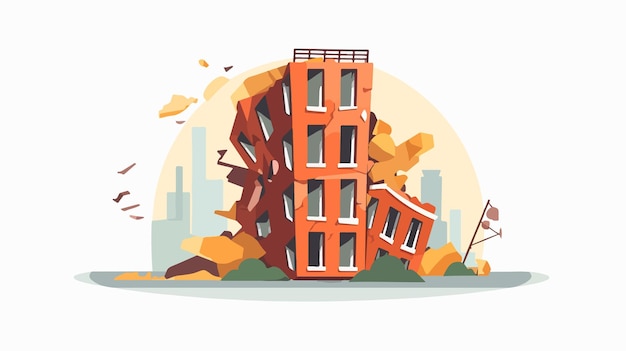 Vector trendy flat style collapsed building icon illustration