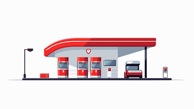 Trendy Flat Style Gas Station Icon Isolated