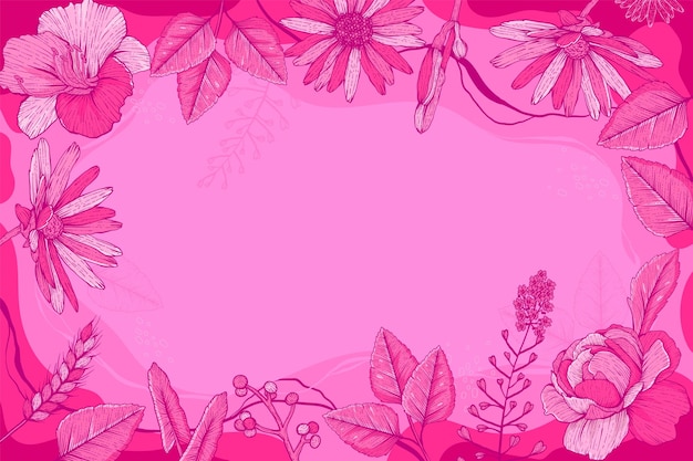 Trendy floral background with modern hot pink color