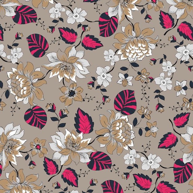 Vector trendy floral design, floral seamless pattern for fashion, wallpapers, print. liberty style.