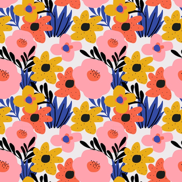 Trendy floral flower seamless pattern