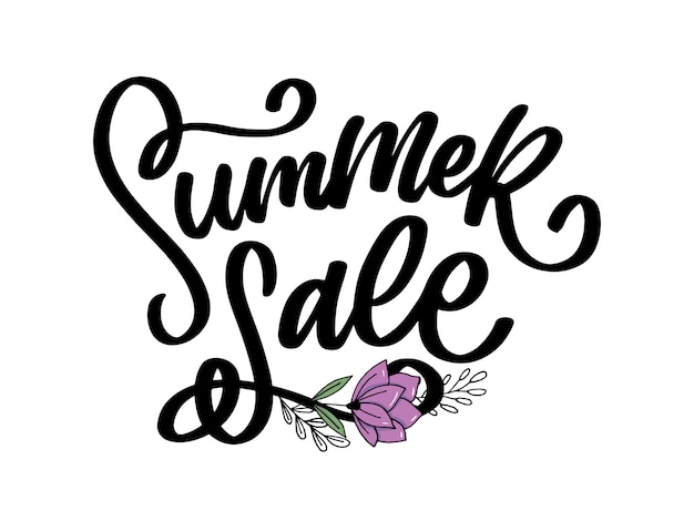 Trendy floral  template. Summer flowers and Summer sale lettering illustration.