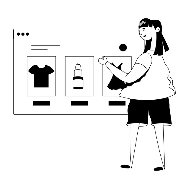 Trendy glyph illustration of online shopping