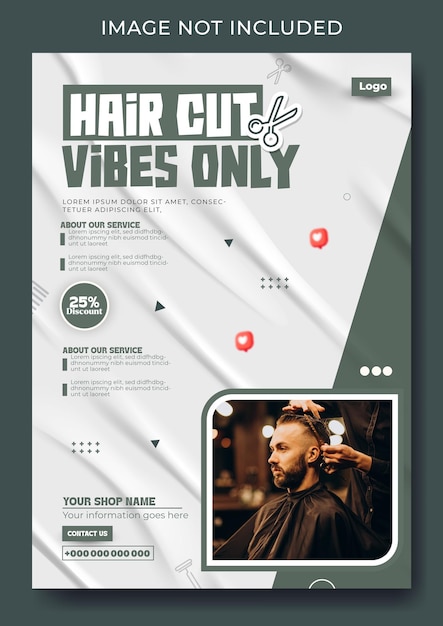 Vector trendy haircut vibes flyer template design