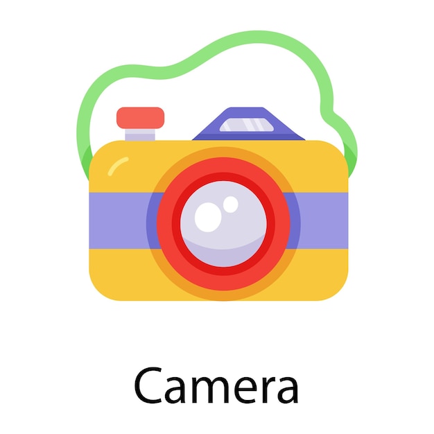 Trendy hand drawn flat icon of camera