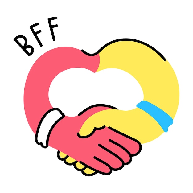 Trendy hand drawn sticker of friends love