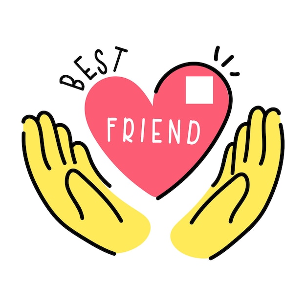 Trendy hand drawn sticker of friends love