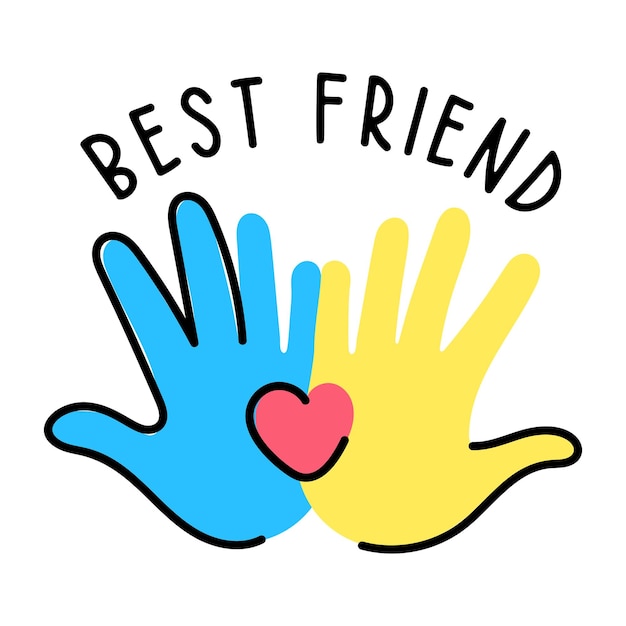 Trendy hand drawn sticker of friends love