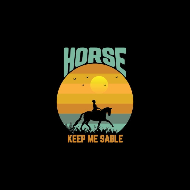 Trendy horse riding retro vintage t shirt design vector illustration.