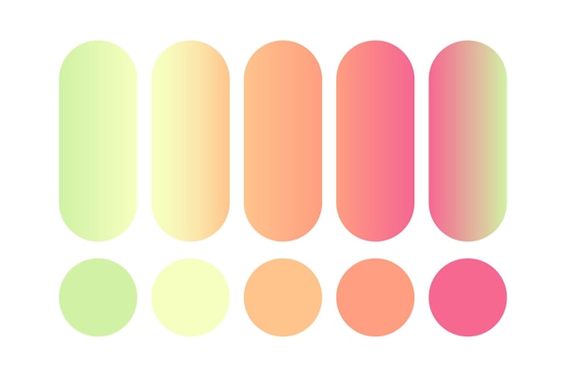 Trendy minimalistic neon pastel gradient set of colors on white background. Modern colors template