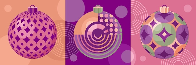 Trendy modern Christmas balls in the style of the 90s Christmas balls Bauhaus forms Circle balls