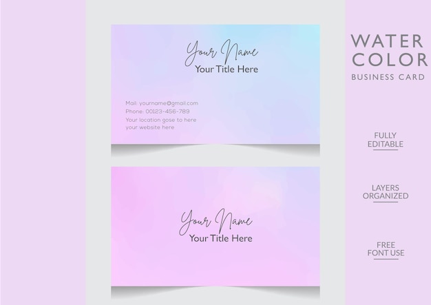 Trendy Modern watercolor Business card editable template