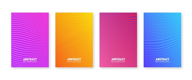 Trendy new cover collection. Geometric lines and colorful gradient. Minimal annual report design vector