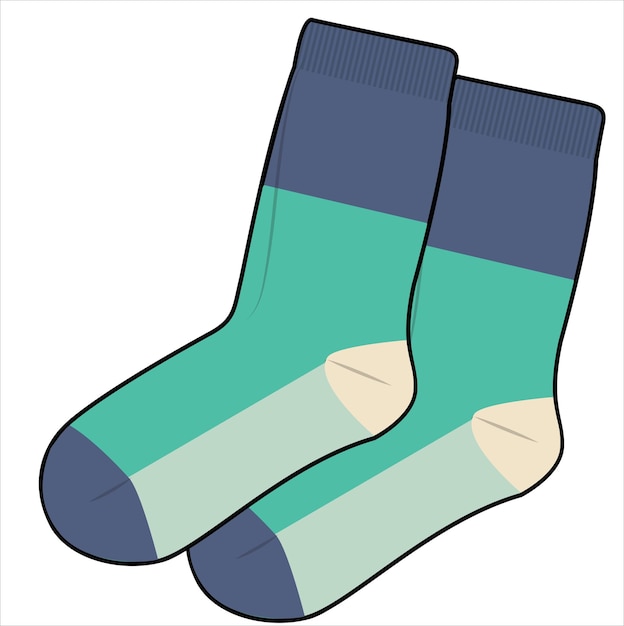 TRENDY PAIR OF SOCKS WITH COLOR BLOCK VECTOR