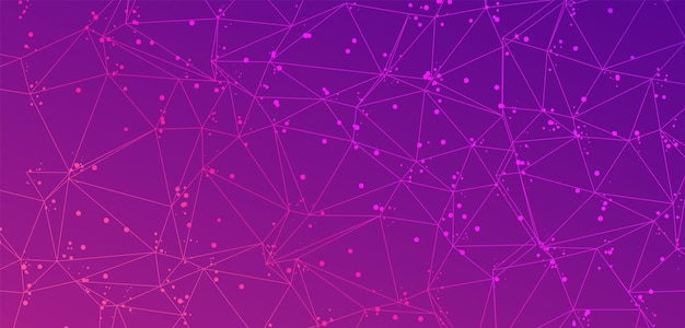 Trendy polygonal purple background with connected dots and lines