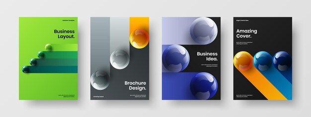 Trendy realistic balls front page template bundle