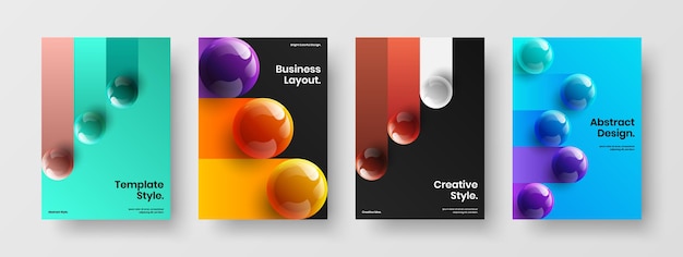 Trendy realistic spheres poster layout bundle