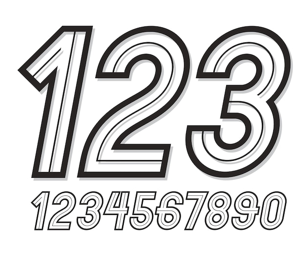 Trendy retro bold rounded numbers collection, vector numeration, for use as vintage poster design elements