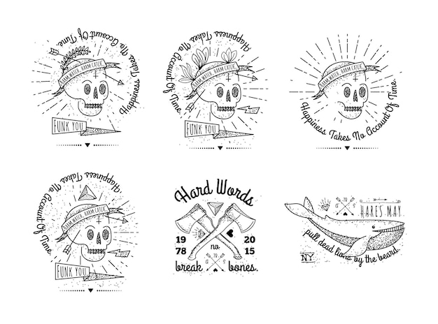 Trendy Retro Vintage Insignias tattoo Badges dot work