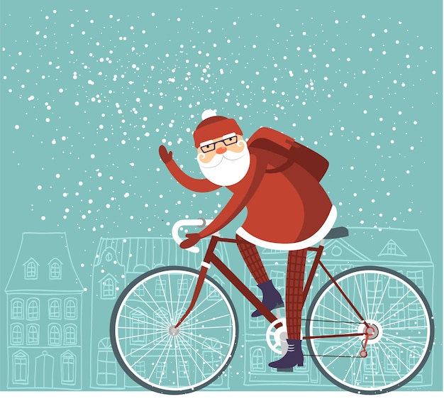 Trendy Santa Claus on his bike