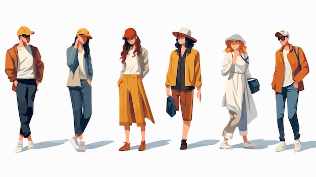 Trendy Street Fashion Vector Illustrations for Young People