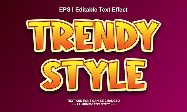 Trendy style editable text effect