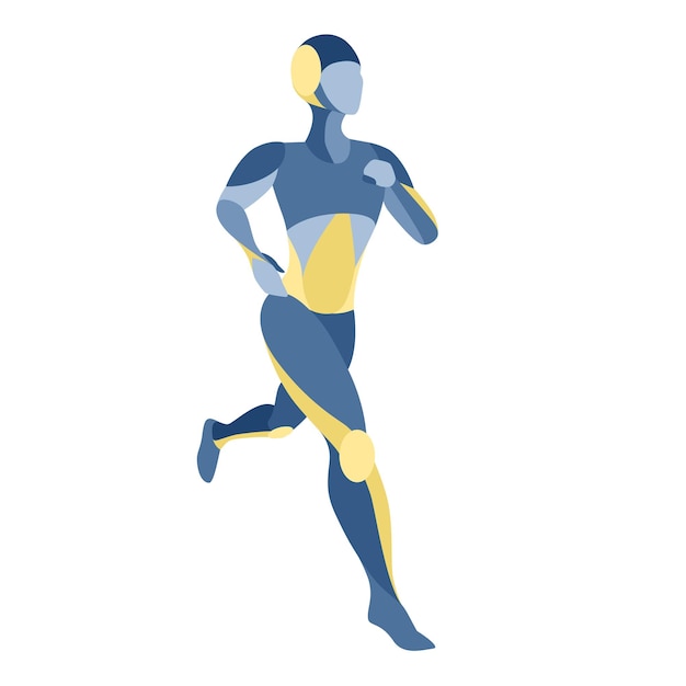 Trendy stylized illustration movement Woman running jogging colorful vector illustration