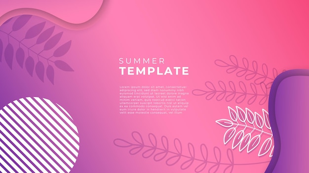 Trendy summer colorful abstract art templates with floral leaves and geometric elements.  